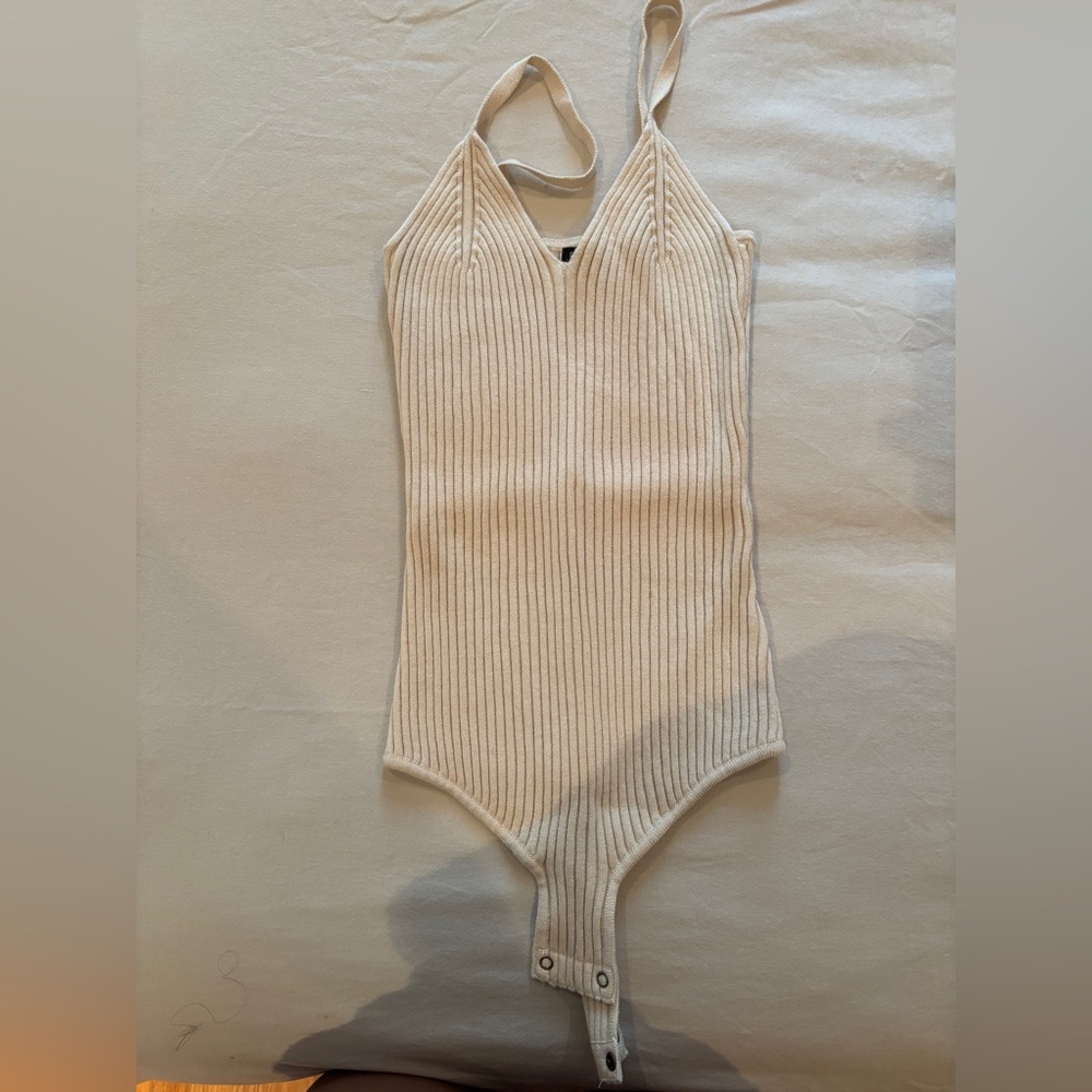 Cream Ribbed Kids One Piece